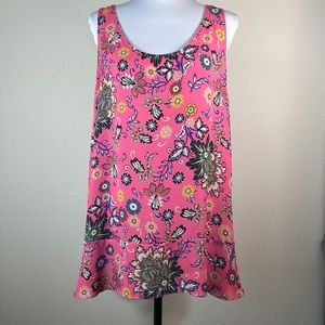 🌸LOFT Tank Tunic Top Sleeveless w/Riffle Bottom Band Size XXL 2X EUC